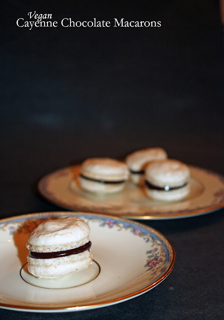 vegan cayenne macarons with chocolate ganache