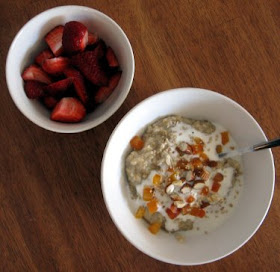 farmer's market strawberries and oatmeal with yogurt