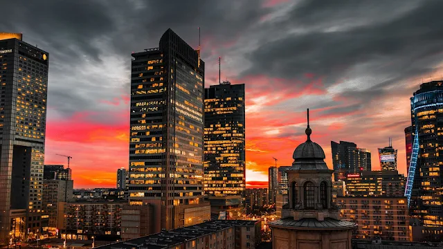 Sunset, City Night, Building, Skyscraper