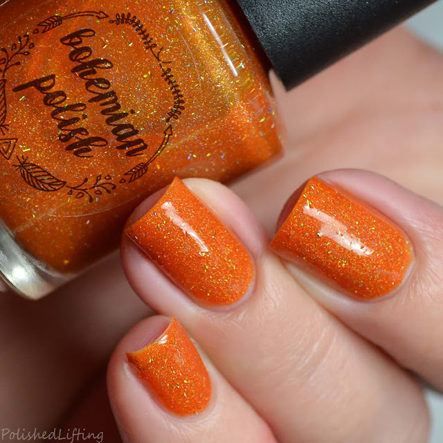 orange holographic nail polish