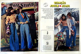 Moda anos 70. História década 70. moda feminina anos 70. artigo jeans revista Capricho - 1974