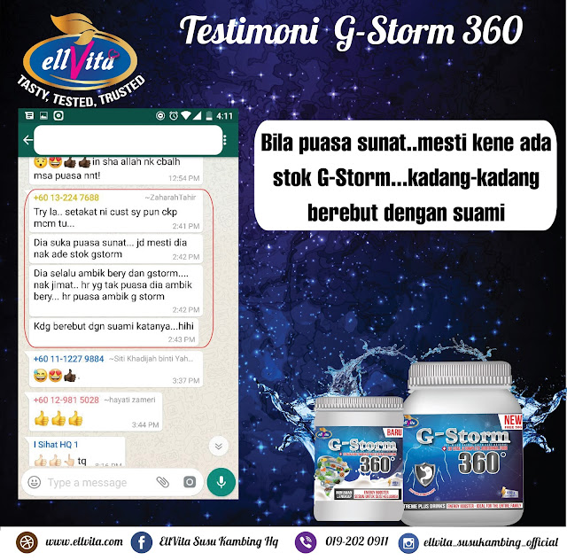 G-STORM 360 MENGATASI MASALAH BERKAITAN PERUT DAN MENYIHATKATKAN BADAN, SUSU KAMBING, BUANG TOKSIN,