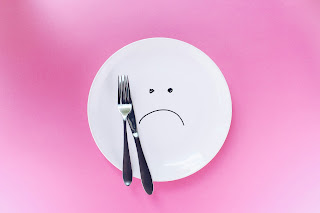 an empty plate with a frown drown on it