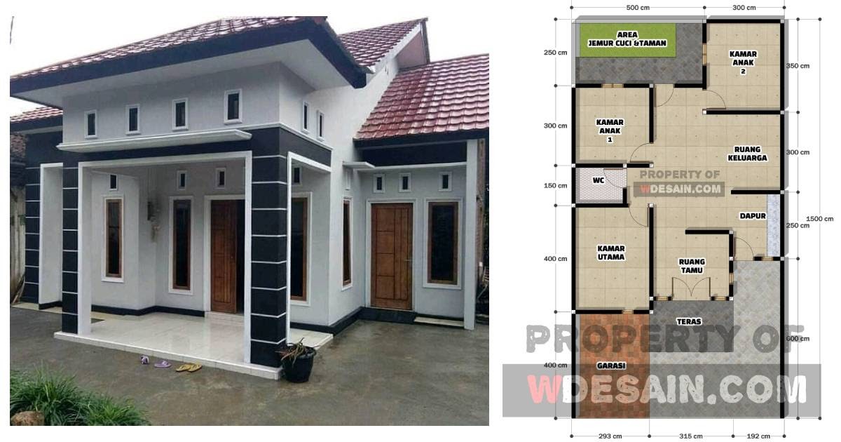  Denah  Rumah  1 Lantai 3  Kamar  Tidur dan  Garasi  DESAIN 