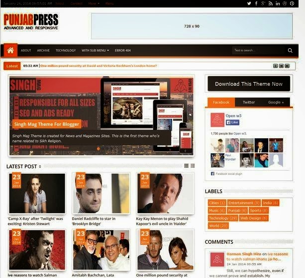 Punjab Press Theme v4 for Blogger