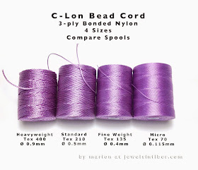 C-Lon Bead Cord - Comparing Sizes