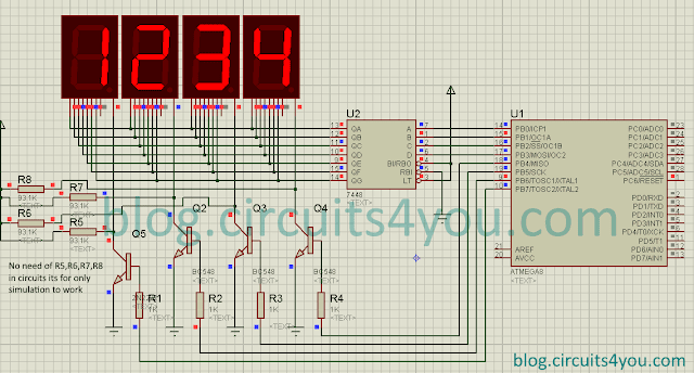 7 segment display interfacing Circuit Diagram