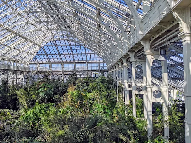 Views from the upper walkway in Temperate House at Kew Gardens in South West London