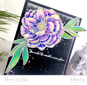 #cardbomb, #mariawillis, #tonicstudios, #tonicstudiosusa, #nuvo, #tonicstudiosgardenparty, #nuvodreamdrops, #nuvoembellishmentmousse, #stamps, #ink, #paper, #handmade, #handmadecards, #art, #create, #craft, #color, #watercolor, #cow, #flower, 