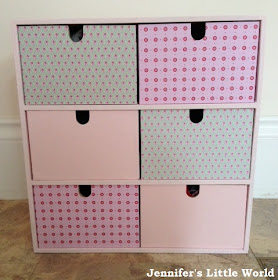 Upcycled Ikea wooden drawers with paint and patterned paper