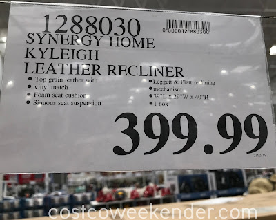 Deal for the Synergy Home Kyleigh Leather Pushback Recliner at Costco