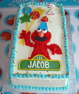 Elmo Birthday Cake on Rectangular White Cream Elmo Birthday Cake Jpg