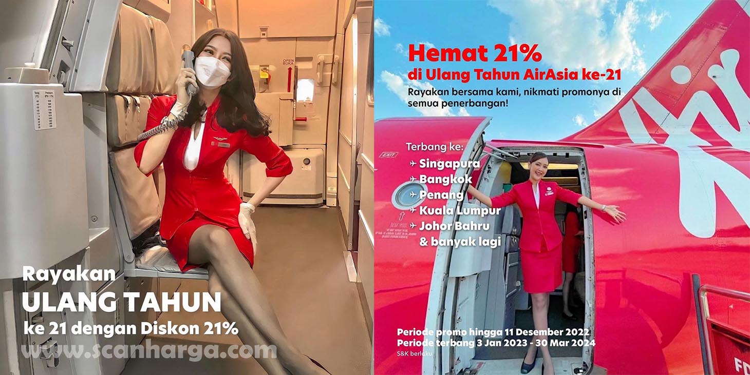 Promo AIRASIA ULANG TAHUN ke-21 DISKON 21%