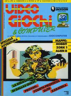 Videogiochi & Computer 32 - Dicembre 1985 | ISSN 0392-8918 | CBR 215 dpi | Mensile | Videogiochi
Numero volumi : 45
Videogiochi è stata la prima rivista italiana dedicata ai videogiochi ad avere ampia diffusione e non rimanere relegata in mercati di nicchia, redatta dallo Studio Vit e pubblicata dal Gruppo Editoriale Jackson.
Dalla rivista nacque uno spin-off chiamato Home Computer, della durata di quindici numeri, che si occupava dell'informatica più seria, lasciando alla rivista madre le recensioni prettamente ludiche.
A partire dal numero 29, in seguito alla chiusura di Home Computer, le due testate vennero fuse tra loro e Videogiochi cambiò nome in Videogiochi e Computer.
Il numero 36 dell'Aprile del 1986 fu l'ultimo redatto dallo Studio Vit, che a partire dal mese successivo tornò nelle edicole con la nuova rivista Zzap!.
Videogiochi e Computer nella sua forma classica, termina con il numero 37 nel Settembre del 1986. Ritornò nelle edicole il mese successivo con il nome di Videogiochi News ed un nuovo formato A3 simile ai quotidiani. Nonostante si trattasse a tutti gli effetti di una nuova rivista si decise di dare continuità alla numerazione delle uscite della vecchia rivista.
Videogiochi News ebbe vita breve (solo 8 numeri pubblicati) e terminò le pubblicazioni con il numero 45 del Maggio 1987. in seguito la Jackson ha pubblicato un'altra rivista sul tema, intitolata C+VG Computer+Videogiochi, e pubblicata tra il 1991 e il 1995.