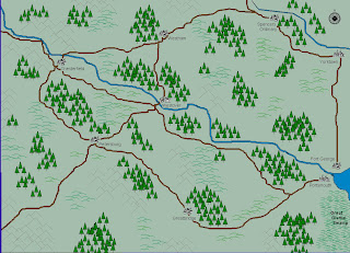 This is the map that I used for an American War of Indepence campaign game, based on one of the southern tobacco raids..  I created this in GameMapr