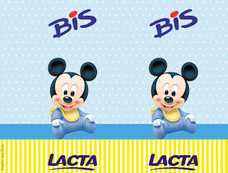 Mickey Baby in Light Blue and Yellow Free Printable  Labels.