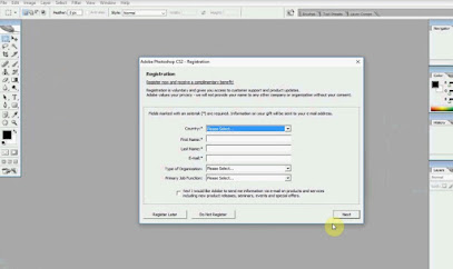 done register applikasi Adobe Photoshop CS2 9.0