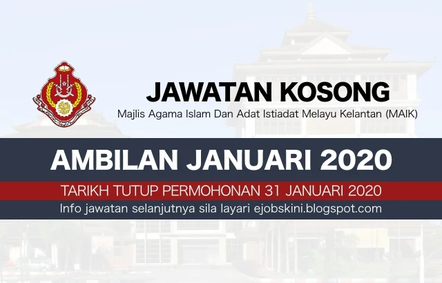 Jawatan Kosong MAIK Januari 2020