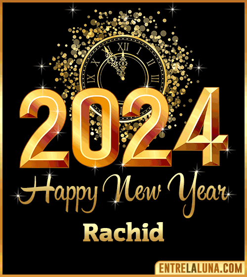 Happy New Year 2024 wishes gif Rachid
