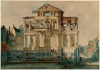 864 : Voorgevel van het Schielandshuis na de brand van 1864 (Petrus van der Velden)