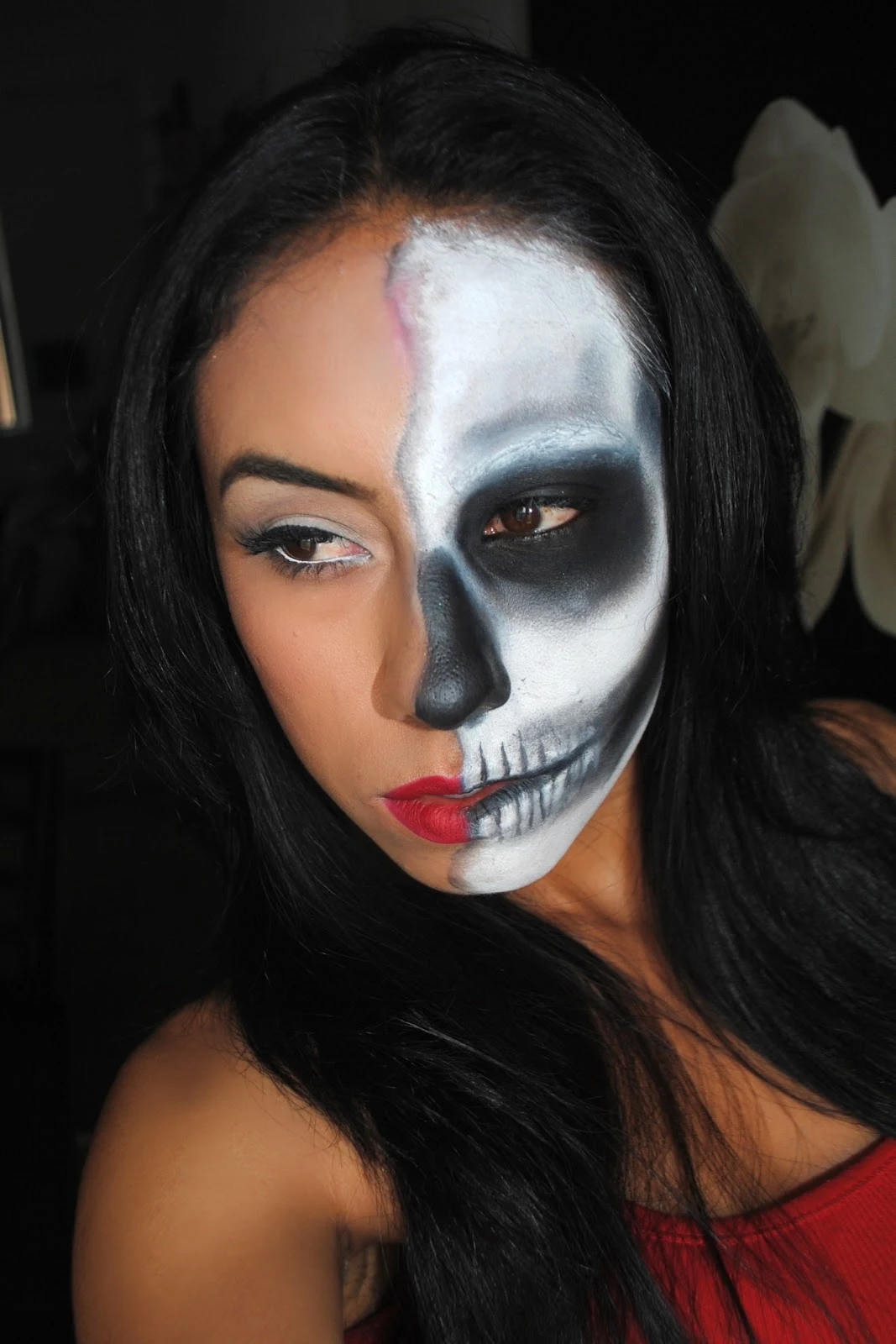 CariCollazo Half Face Half Skull Halloween Tutorial