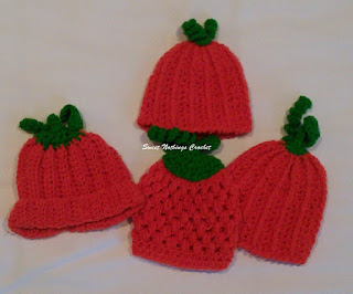 4 pumpkin crochet preemie baby caps - free crochet patterns from Sweet Nothings Crochet