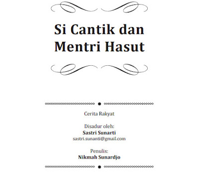 Buku Gerakan Literasi SMP - Si Cantik dan Mantri Hasut