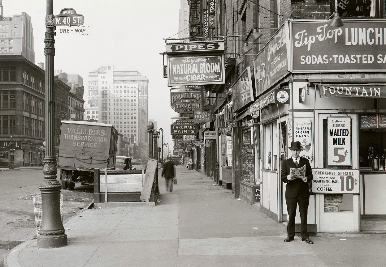 New York's 6th Ave & 40th St, Note the newpaper headline - Nazi Army ...