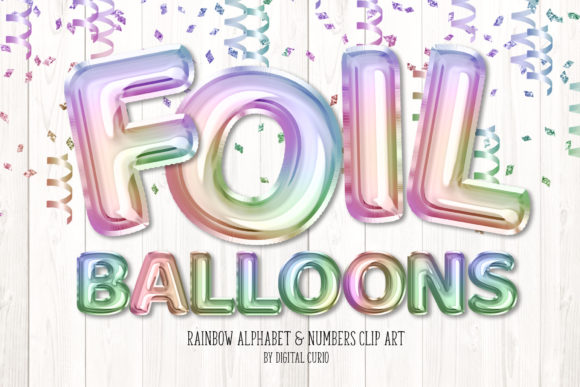 Rainbow Foil Balloon Alphabet Clipart