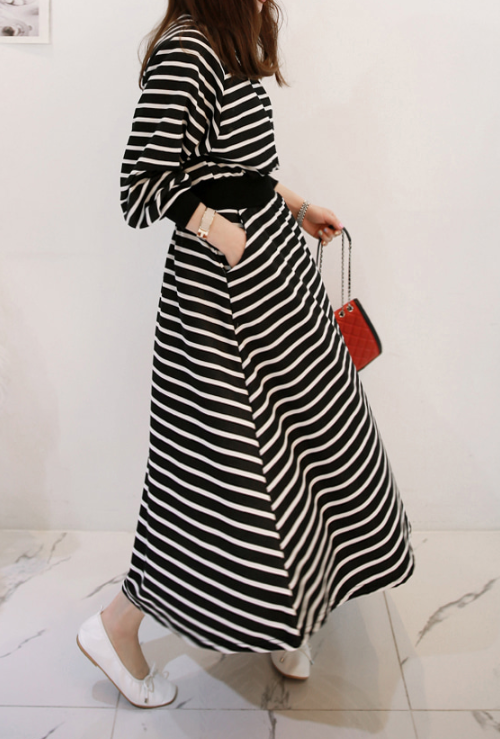 Tapered Waist Striped Dress