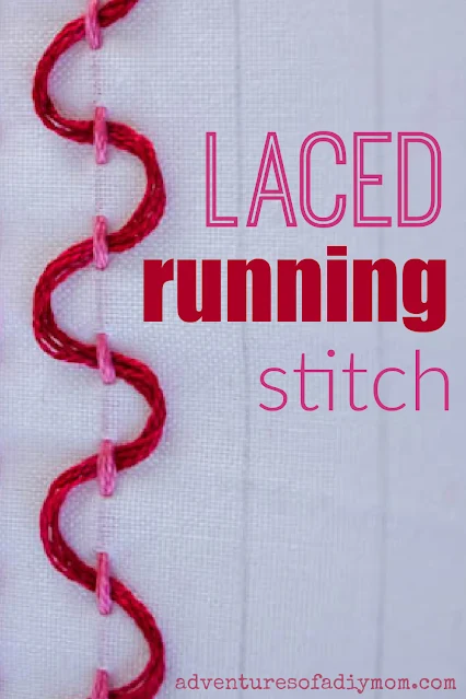 image of the laced running stitch with text overlay