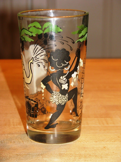 Vintage Bathing Jungle Girl drinking glass