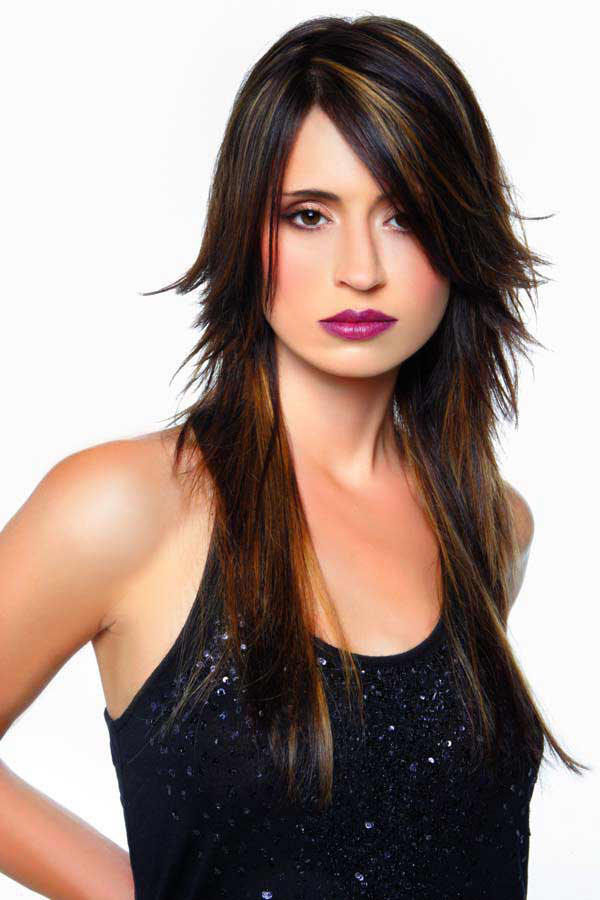 Long layered straight hairstyle
