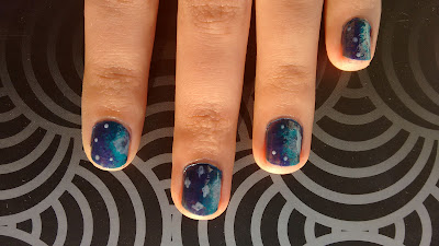 maquillaje, donuth, channel, galaxy, manicure, nailart, sponge, purple, blue, 