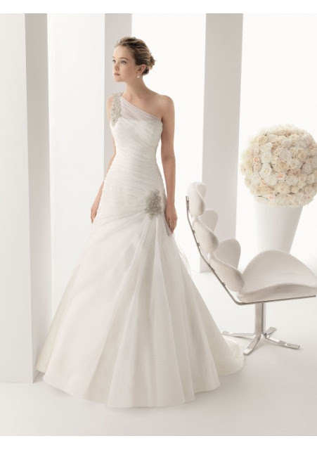 one-shouler wedding dress