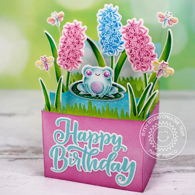 Sunny Studio Stamps: Spring Bouquet Birthday Card by Marie Marco (featuring Feeling Froggy, Big Bold Greetings)