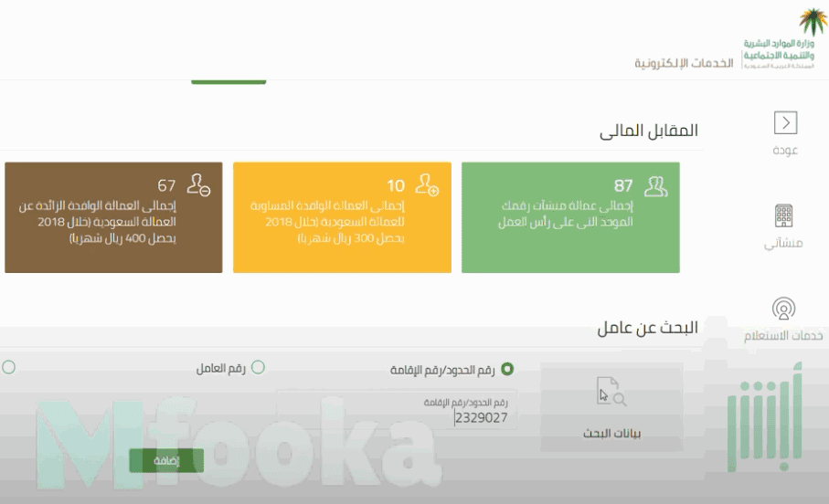 وزارة العمل الخدمات الإلكترونية رخصة عمل أبشر مكتب العمل 2021