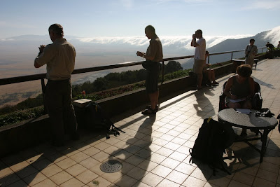 Tourists taking pictures from Ngorongoro Wildlife Lodge