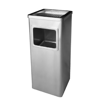 Thùng rác inox hình vuông có gạt tàn thuốc