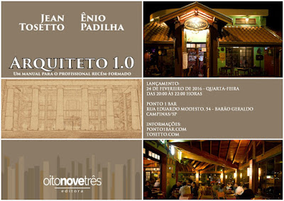 Convite para o lançamento do livro "Arquiteto 1.0" - clique na imagem para ampliar.