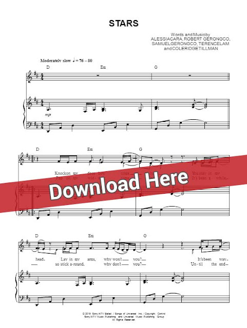 alessia cara, stars, sheet music, piano notes, score, chords, download, how to play, keyboard, guitar, tabs, bass, klavier, noten, partition