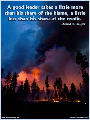 A good leader takes a little more than his share of blame, a little less than his share of the credit. - Arnold H. Glasgow 