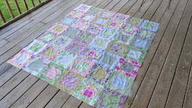 Box Block quilt using Rose Water fabric by Free Spirit