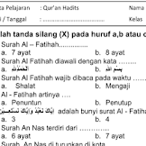 Contoh Soal Quran Hadits Kelas 1 Semester 2