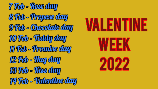 Valentine week full list 2022 marathi | व्हॅलेंटाईन आठवडा पुर्ण सुची 2022 