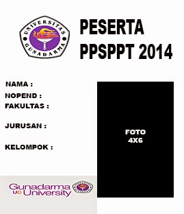 Kartu peserta PPSPPT (OSPEK) Universitas Gunadarma 2014 