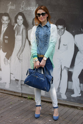 ombre pants and cardigan