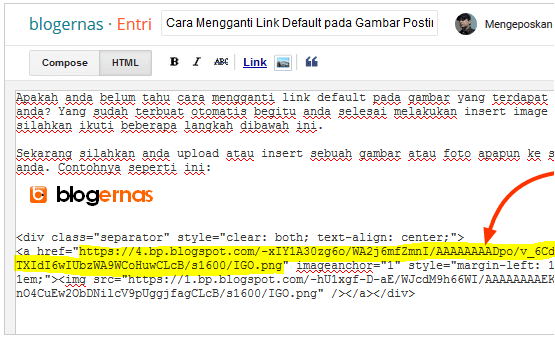 Cara Mengganti Link Default pada Gambar Postingan Blog