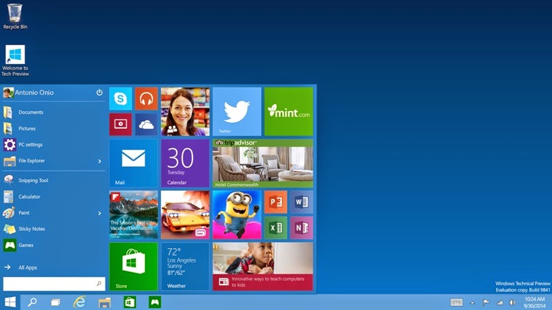 Fitur Baru Windows 10 dengan Start Menu