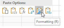 ikon paste formating